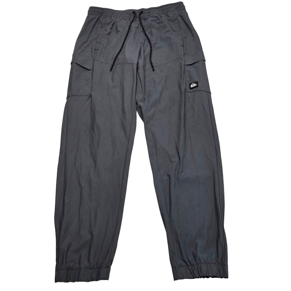 Quiksilver Cargo Jogger Pants Men M Gray Elastic Waist Relaxed Utility Skater